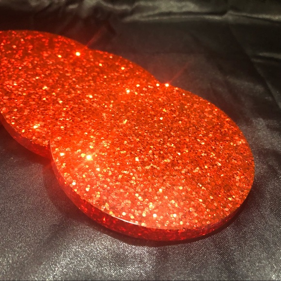 Red Glitter Coaster Set Resin Glam For Home Decor or Holiday / Christmas - Picture 11 of 17